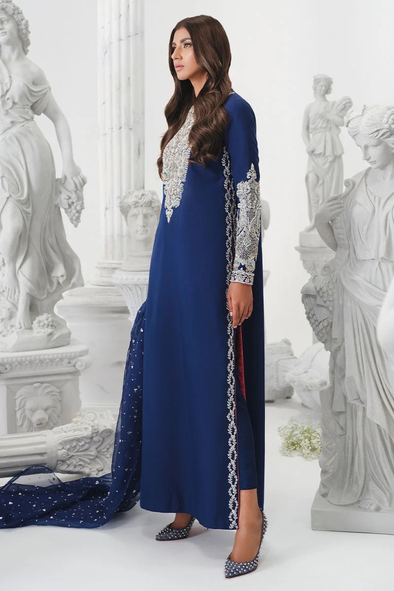 KHAKAA - ASTRAL pakistani fashion outfit in pink, blue, silver tones.